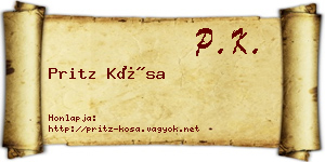 Pritz Kósa névjegykártya